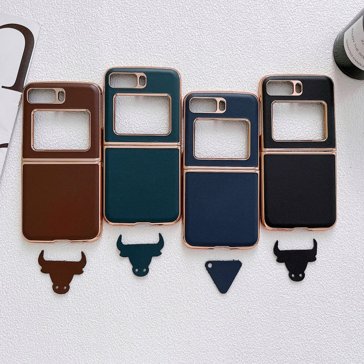 For Motorola Moto Razr 2022 Genuine Leather Xiaoya Series Nano Plating Phone Case(Coffee) - Motorola Cases by buy2fix | Online Shopping UK | buy2fix