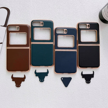 For Motorola Moto Razr 2022 Genuine Leather Xiaoya Series Nano Plating Phone Case(Blue) - Motorola Cases by buy2fix | Online Shopping UK | buy2fix