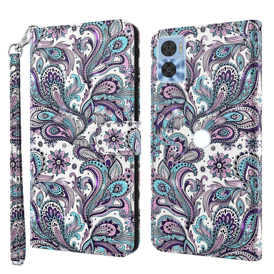 For Motorola Moto E22 / Moto E22i 3D Painting Pattern TPU + PU Phone Case(Swirl Pattern)