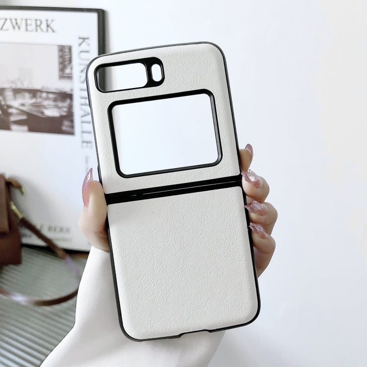 For Motorola Moto Razr 2022 Two-color Litchi Texture PU Phone Case(White) by buy2fix