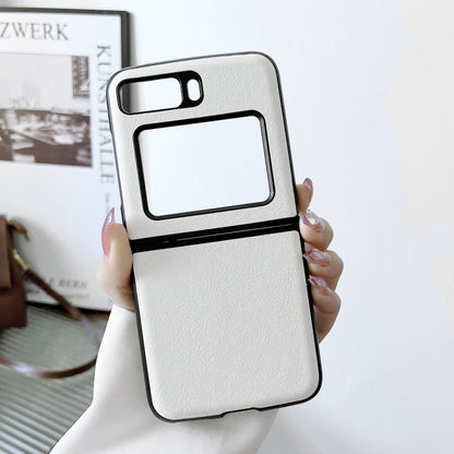 For Motorola Moto Razr 2022 Two-color Litchi Texture PU Phone Case(White) by buy2fix
