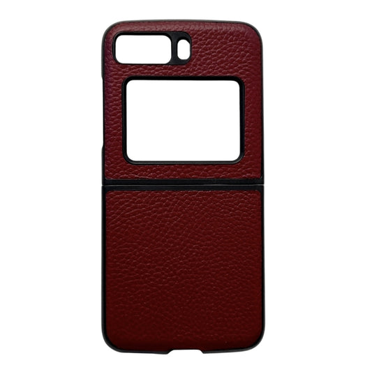 For Motorola Moto Razr 2022 Genuine Leather Lychee Texture Phone Case(Red) - Motorola Cases by buy2fix | Online Shopping UK | buy2fix