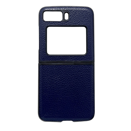 For Motorola Moto Razr 2022 Genuine Leather Lychee Texture Phone Case(Blue) - Motorola Cases by buy2fix | Online Shopping UK | buy2fix