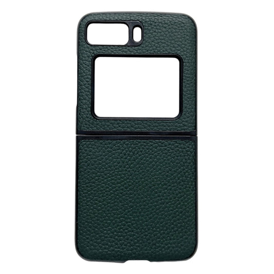 For Motorola Moto Razr 2022 Genuine Leather Lychee Texture Phone Case(Green) - Motorola Cases by buy2fix | Online Shopping UK | buy2fix