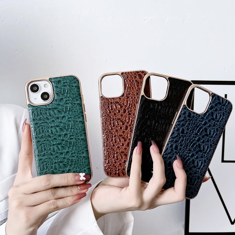 For iPhone 14 Pro Max Sky Series Nano Electroplating Genuine Leather Phone Case(Black) - iPhone 14 Pro Max Cases by buy2fix | Online Shopping UK | buy2fix