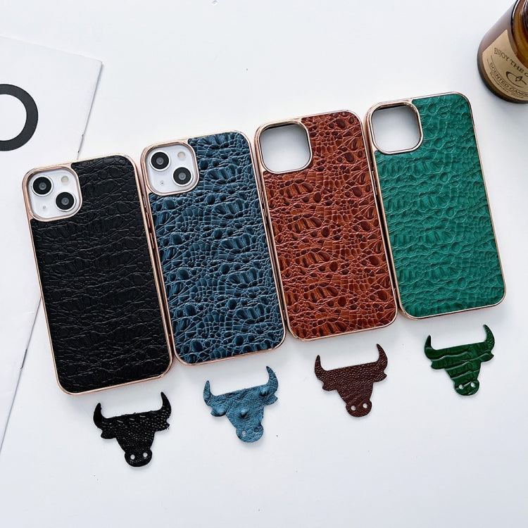 For iPhone 14 Pro Max Sky Series Nano Electroplating Genuine Leather Phone Case(Black) - iPhone 14 Pro Max Cases by buy2fix | Online Shopping UK | buy2fix