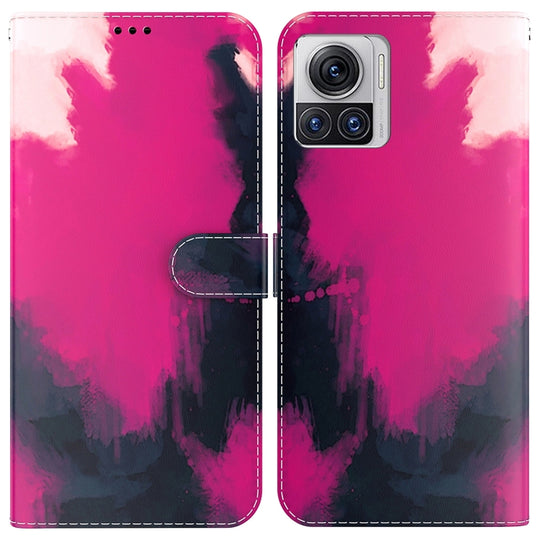 For Motorola Moto X30 Pro 5G / Edge 30 Ultra Watercolor Pattern Flip Leather Phone Case(Berry Color)