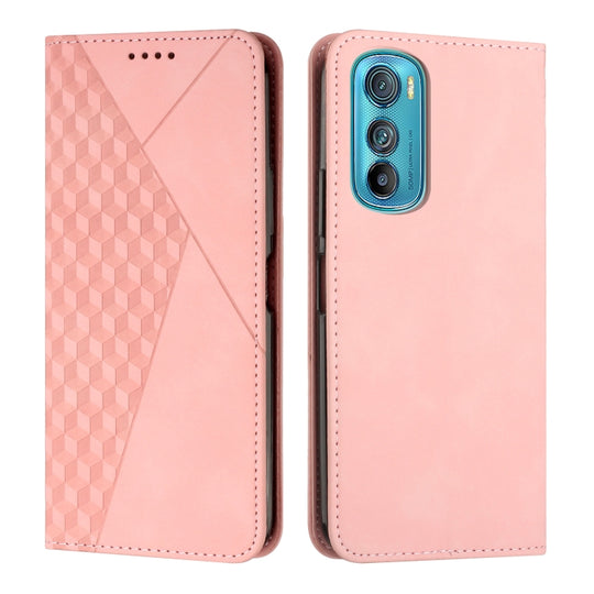 For Motorola Edge 30 Diamond Pattern Splicing Skin Feel Magnetic Phone Case(Rose Gold)