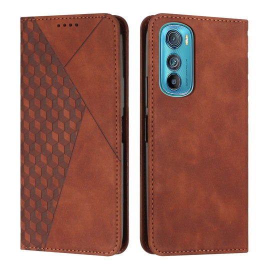 For Motorola Edge 30 Diamond Pattern Splicing Skin Feel Magnetic Phone Case(Brown)