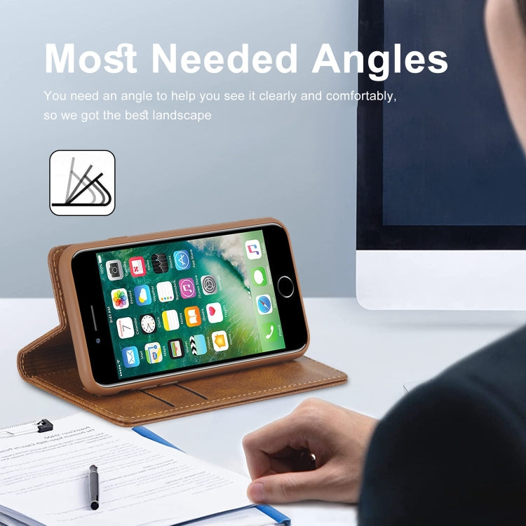 For iPhone SE 2022 / SE 2020 / 8 / 7 LC.IMEEKE RFID Anti-theft Leather Phone Case(Brown) - iPhone SE 2022 / 2020 / 8 / 7 Cases by LC.IMEEKE | Online Shopping UK | buy2fix