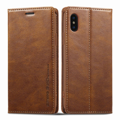 For iPhone X / XS LC.IMEEKE RFID Anti-theft Leather Phone Case(Brown) - More iPhone Cases by LC.IMEEKE | Online Shopping UK | buy2fix