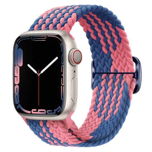 Buckle Nylon Braided Watch Band for Apple Watch Ultra 49mm&Watch Ultra 2 49mm / Series 9&8&7 45mm / SE 3&SE 2&6&SE&5&4 44mm / 3&2&1 42mm(Blue Pink) by buy2fix