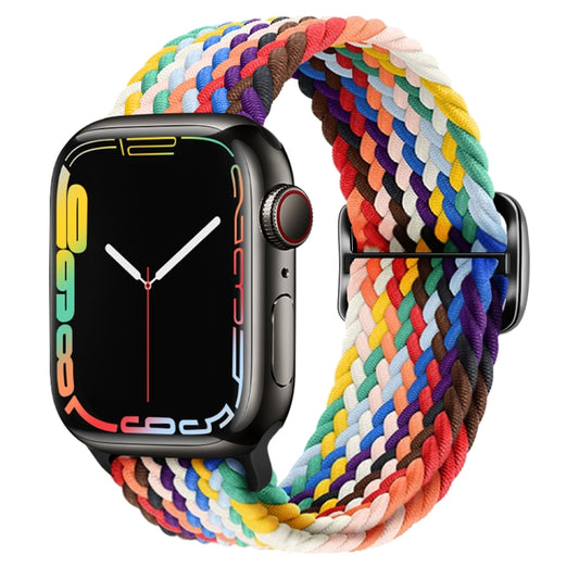 Buckle Nylon Braided Watch Band for Apple Watch Ultra 49mm&Watch Ultra 2 49mm / Series 9&8&7 45mm / SE 3&SE 2&6&SE&5&4 44mm / 3&2&1 42mm(Rainbow) by buy2fix