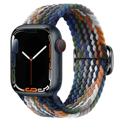 Buckle Nylon Braided Watch Band for Apple Watch Ultra 49mm&Watch Ultra 2 49mm / Series 9&8&7 45mm / SE 3&SE 2&6&SE&5&4 44mm / 3&2&1 42mm(Denim Rainbow) by buy2fix