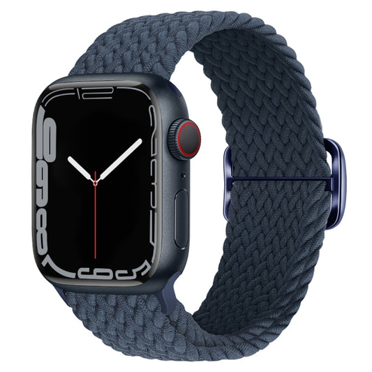 Buckle Nylon Braided Watch Band for Apple Watch Ultra 49mm&Watch Ultra 2 49mm / Series 9&8&7 45mm / SE 3&SE 2&6&SE&5&4 44mm / 3&2&1 42mm(Dark Blue) by buy2fix