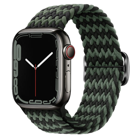 Buckle Nylon Braided Watch Band For Apple Watch Series 8&7 41mm / SE 2&6&SE&5&4 40mm / 3&2&1 38mm(Black Green) by buy2fix