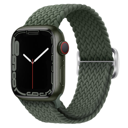 Buckle Nylon Braided Watch Band For Apple Watch Series 8&7 41mm / SE 2&6&SE&5&4 40mm / 3&2&1 38mm(Olive Green) by buy2fix