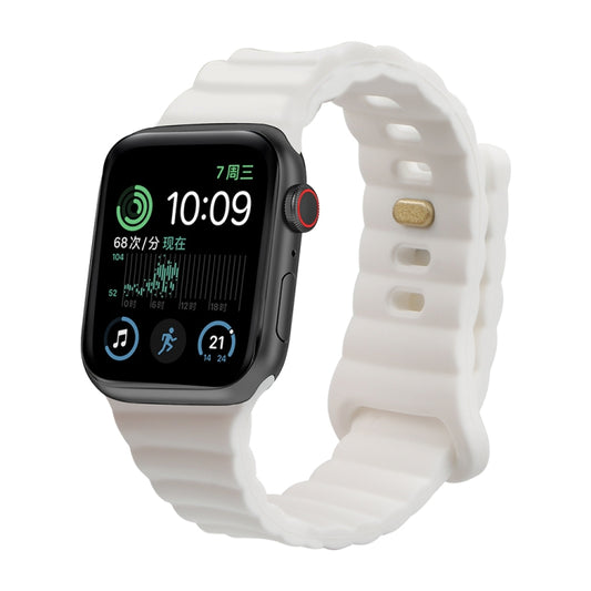 Reverse Buckle Silicone Watch Band for Apple Watch Ultra 49mm&Watch Ultra 2 49mm / Series 9&8&7 45mm / SE 3&SE 2&6&SE&5&4 44mm / 3&2&1 42mm(White) by buy2fix