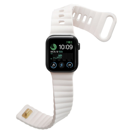 Reverse Buckle Silicone Watch Band for Apple Watch Ultra 49mm&Watch Ultra 2 49mm / Series 9&8&7 45mm / SE 3&SE 2&6&SE&5&4 44mm / 3&2&1 42mm(White) by buy2fix