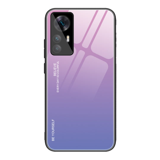 For Xiaomi Redmi K50 Ultra / 12T / 12T Pro Gradient Color Glass Phone Case(Pink Purple)