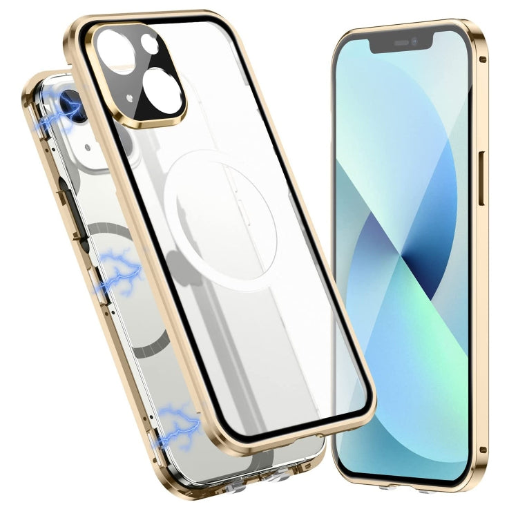 For iPhone 14 Plus 360 Full Body Magnetic Frosted Magsafe Phone Case(Gold) - iPhone 14 Plus Cases by buy2fix | Online Shopping UK | buy2fix