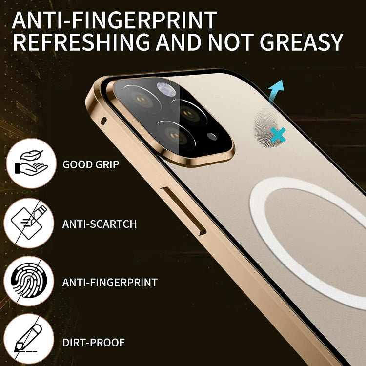 For iPhone 14 Plus 360 Full Body Magnetic Frosted Magsafe Phone Case(Gold) - iPhone 14 Plus Cases by buy2fix | Online Shopping UK | buy2fix