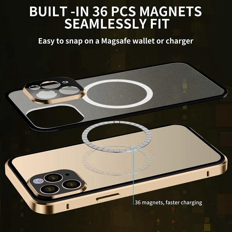 For iPhone 14 Plus 360 Full Body Magnetic Frosted Magsafe Phone Case(Gold) - iPhone 14 Plus Cases by buy2fix | Online Shopping UK | buy2fix