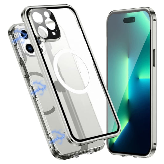 For iPhone 14 Pro Max 360 Full Body Magnetic Frosted Magsafe Phone Case(Silver) - iPhone 14 Pro Max Cases by buy2fix | Online Shopping UK | buy2fix