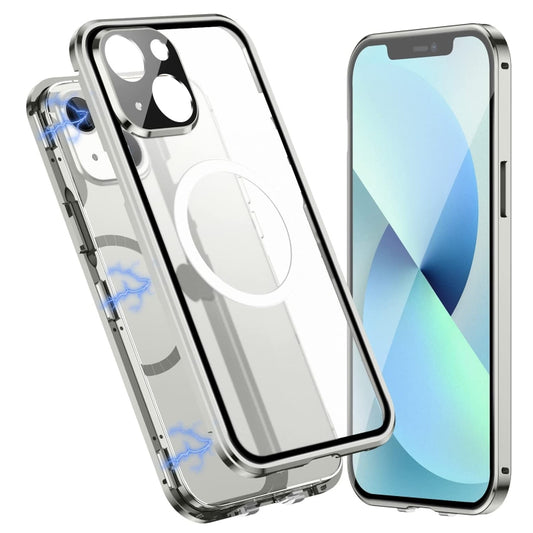 For iPhone 13 360 Full Body Magnetic Frosted Magsafe Phone Case(Silver) - iPhone 13 Cases by buy2fix | Online Shopping UK | buy2fix