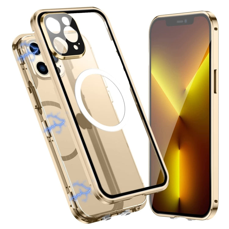 For iPhone 13 Pro 360 Full Body Magnetic Frosted Magsafe Phone Case(Gold) - iPhone 13 Pro Cases by buy2fix | Online Shopping UK | buy2fix