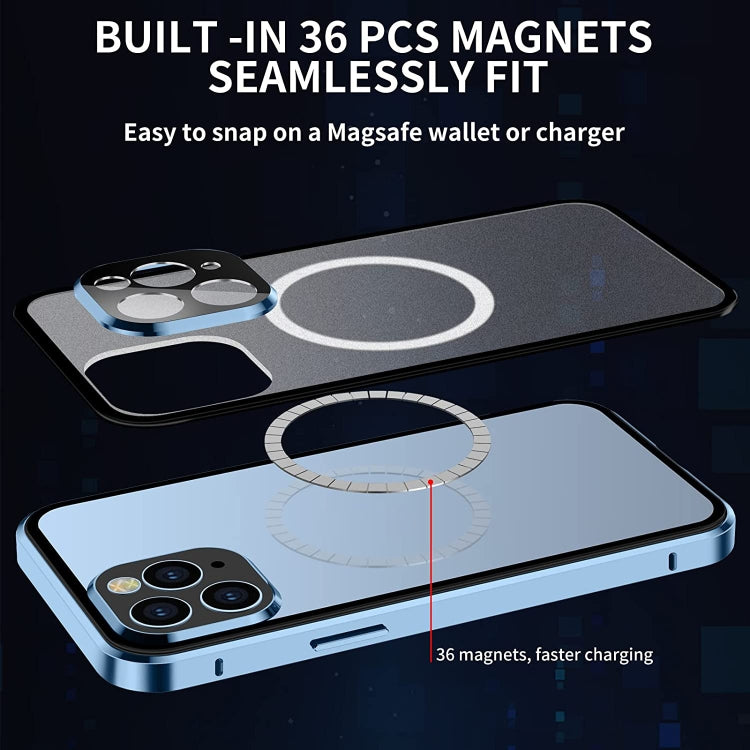 For iPhone 13 Pro 360 Full Body Magnetic Frosted Magsafe Phone Case(Silver) - iPhone 13 Pro Cases by buy2fix | Online Shopping UK | buy2fix