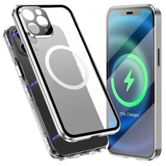 For iPhone 12 360 Full Body Magnetic Frosted Magsafe Phone Case(Silver) - iPhone 12 / 12 Pro Cases by buy2fix | Online Shopping UK | buy2fix