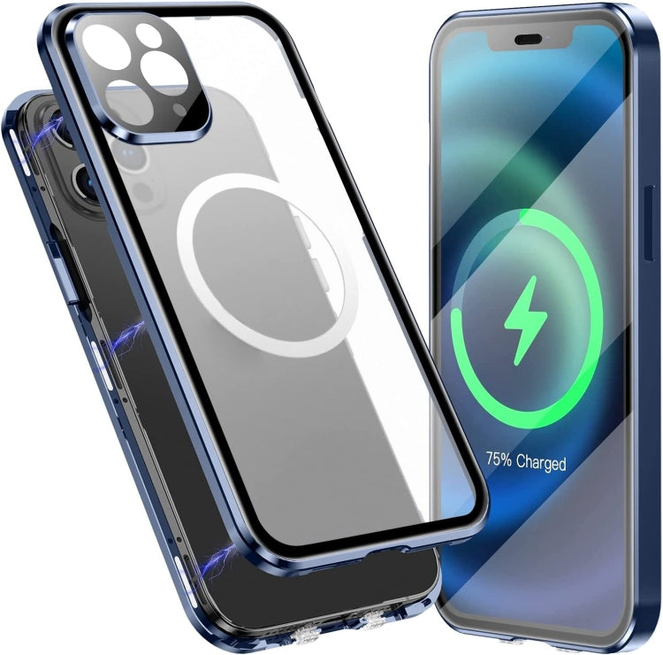 For iPhone 12 360 Full Body Magnetic Frosted Magsafe Phone Case(Navy Blue) - iPhone 12 / 12 Pro Cases by buy2fix | Online Shopping UK | buy2fix