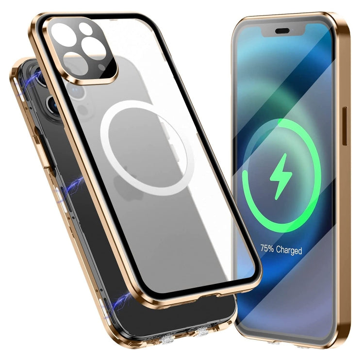 For iPhone 12 Pro Max 360 Full Body Magnetic Frosted Magsafe Phone Case(Gold) by buy2fix