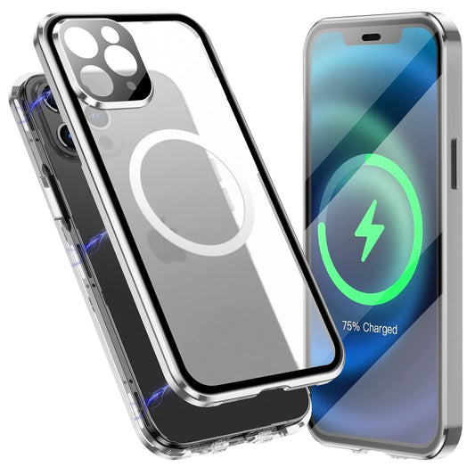 For iPhone 12 Pro Max 360 Full Body Magnetic Frosted Magsafe Phone Case(Silver) - iPhone 12 Pro Max Cases by buy2fix | Online Shopping UK | buy2fix
