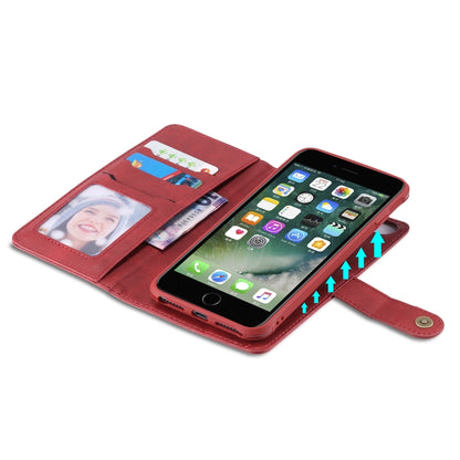 For iPhone 6 Plus / 7 Plus / 8 Plus Multifunctional Detachable Magnetic Horizontal Flip Leather Case with Card Slots & Holder & Wallet & Photo Frame(Red) - More iPhone Cases by buy2fix | Online Shopping UK | buy2fix