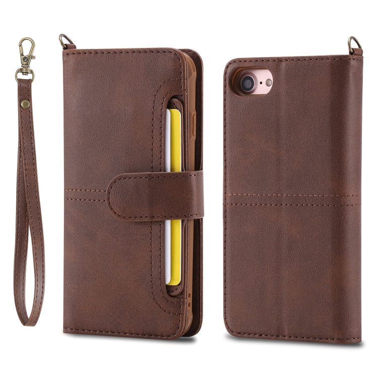 For iPhone 6 / 7 / 8 Multifunctional Detachable Magnetic Horizontal Flip Leather Case with Card Slots & Holder & Wallet & Photo Frame(Coffee) - More iPhone Cases by buy2fix | Online Shopping UK | buy2fix