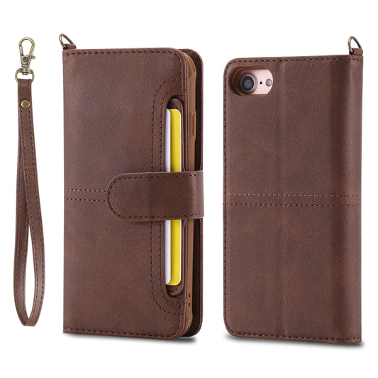 For iPhone 6 / 7 / 8 Multifunctional Detachable Magnetic Horizontal Flip Leather Case with Card Slots & Holder & Wallet & Photo Frame(Coffee) - More iPhone Cases by buy2fix | Online Shopping UK | buy2fix