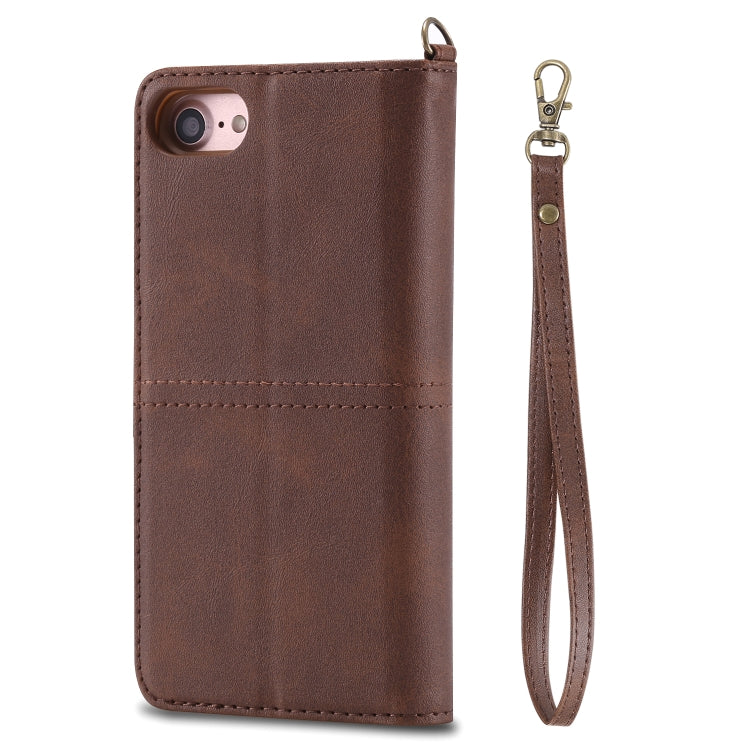 For iPhone 6 / 7 / 8 Multifunctional Detachable Magnetic Horizontal Flip Leather Case with Card Slots & Holder & Wallet & Photo Frame(Coffee) - More iPhone Cases by buy2fix | Online Shopping UK | buy2fix