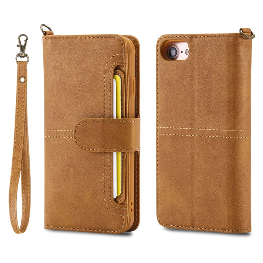 For iPhone 6 / 7 / 8 Multifunctional Detachable Magnetic Horizontal Flip Leather Case with Card Slots & Holder & Wallet & Photo Frame(Brown) - More iPhone Cases by buy2fix | Online Shopping UK | buy2fix