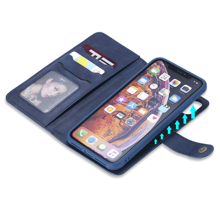 For iPhone XS Max Multifunctional Detachable Magnetic Horizontal Flip Leather Case with Card Slots & Holder & Wallet & Photo Frame(Blue) - More iPhone Cases by buy2fix | Online Shopping UK | buy2fix