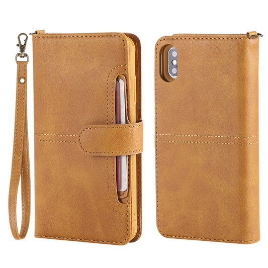 For iPhone XS Max Multifunctional Detachable Magnetic Horizontal Flip Leather Case with Card Slots & Holder & Wallet & Photo Frame(Brown) - More iPhone Cases by buy2fix | Online Shopping UK | buy2fix