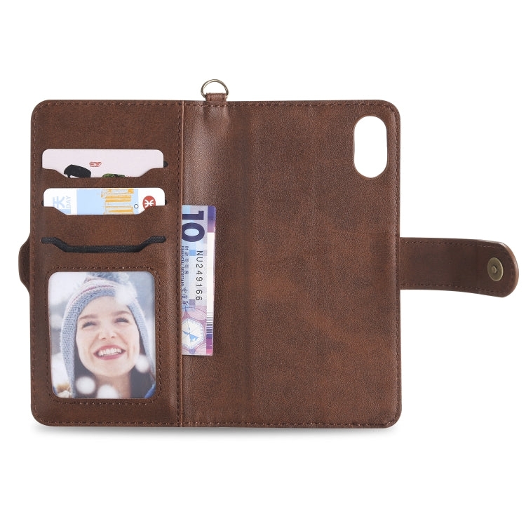 For iPhone X / XS Multifunctional Detachable Magnetic Horizontal Flip Leather Case with Card Slots & Holder & Wallet & Photo Frame(Coffee) - More iPhone Cases by buy2fix | Online Shopping UK | buy2fix