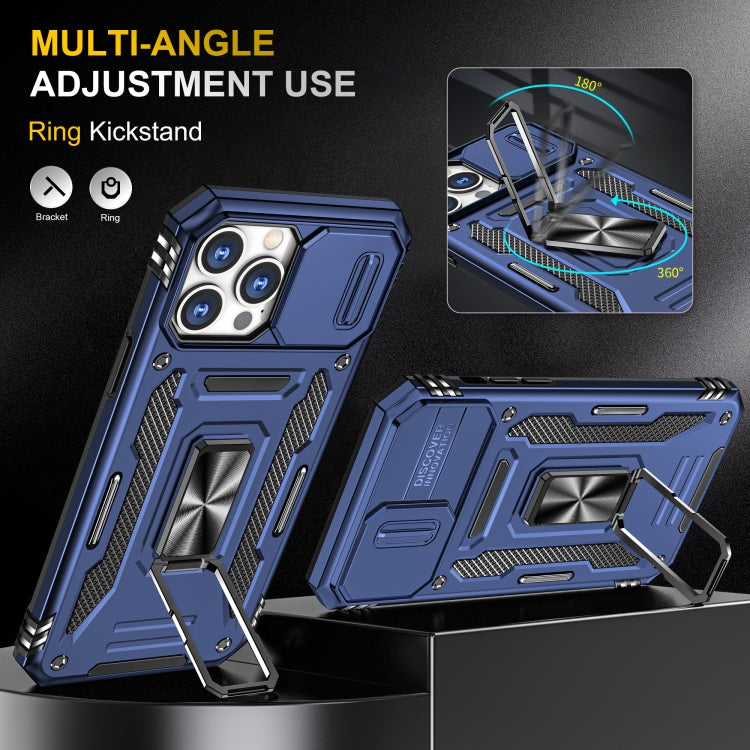 For iPhone 12 Pro Armor PC + TPU Camera Shield Phone Case(Navy Blue) by buy2fix