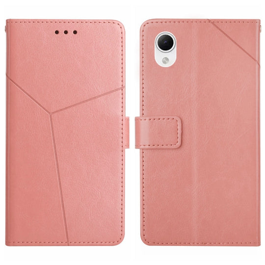 For Samsung Galaxy A23 5G JP Version HT01 Y-shaped Pattern Flip Leather Phone Case(Pink)