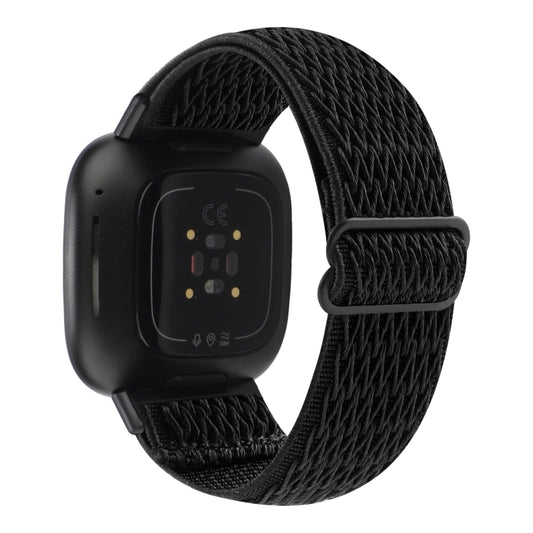 For Fitbit Versa 4 / Sense 2 Universal Wave Nylon Watch Band(Black) - Watch Bands by buy2fix | Online Shopping UK | buy2fix