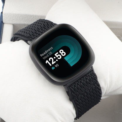 For Fitbit Versa 4 / Sense 2 Universal Wave Nylon Watch Band(Black) by buy2fix