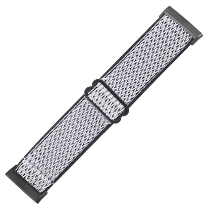 For Fitbit Versa 4 / Sense 2 Universal Wave Nylon Watch Band(White Black) - Watch Bands by buy2fix | Online Shopping UK | buy2fix