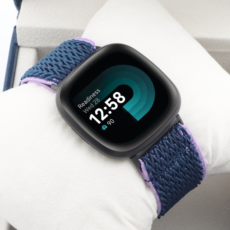 For Fitbit Versa 4 / Sense 2 Universal Wave Nylon Watch Band(Midnight Blue) - Watch Bands by buy2fix | Online Shopping UK | buy2fix