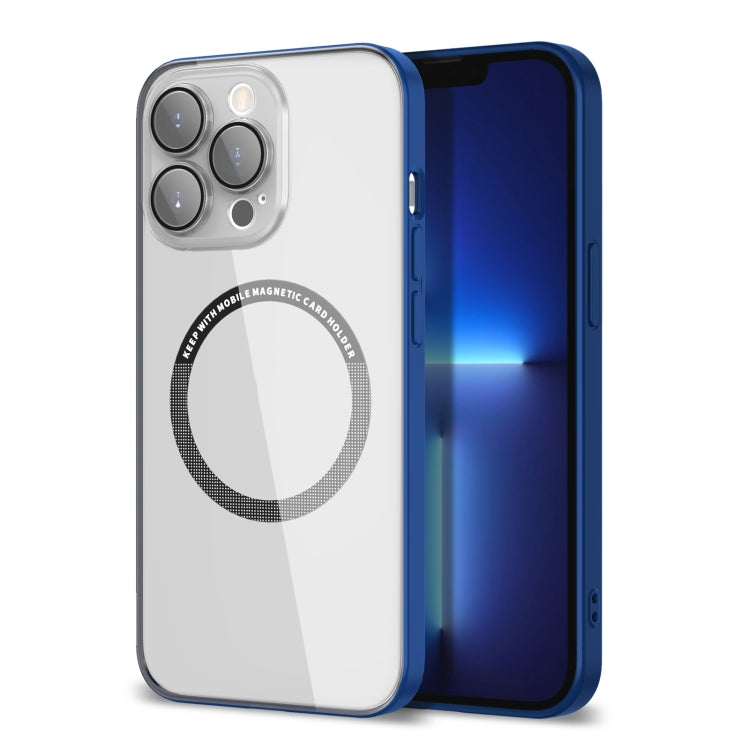 For iPhone 14 Lens Protector Magsafe Phone Case(Blue) by buy2fix